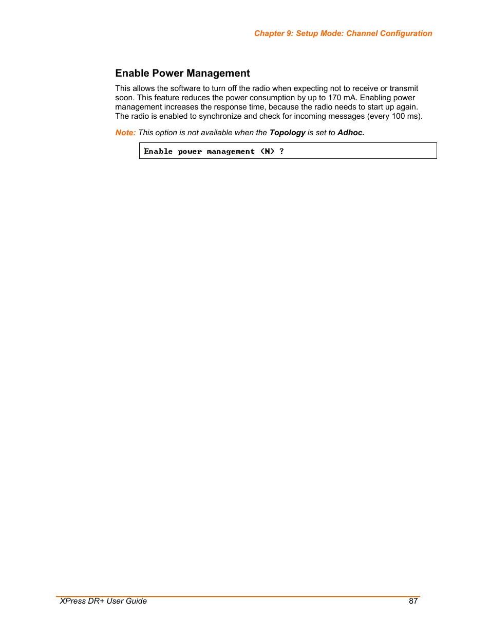 Enable power management | Lantronix XPress DR+ User Manual | Page 87 / 116