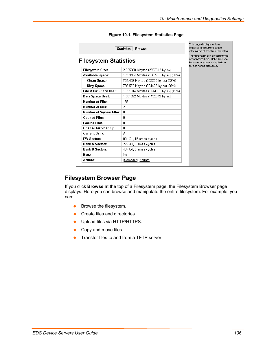 Filesystem browser page | Lantronix EDS Device Servers EDS16PR User Manual | Page 106 / 175