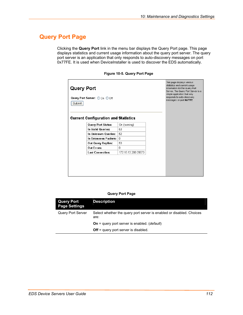 Query port page | Lantronix EDS Device Servers EDS16PR User Manual | Page 112 / 175