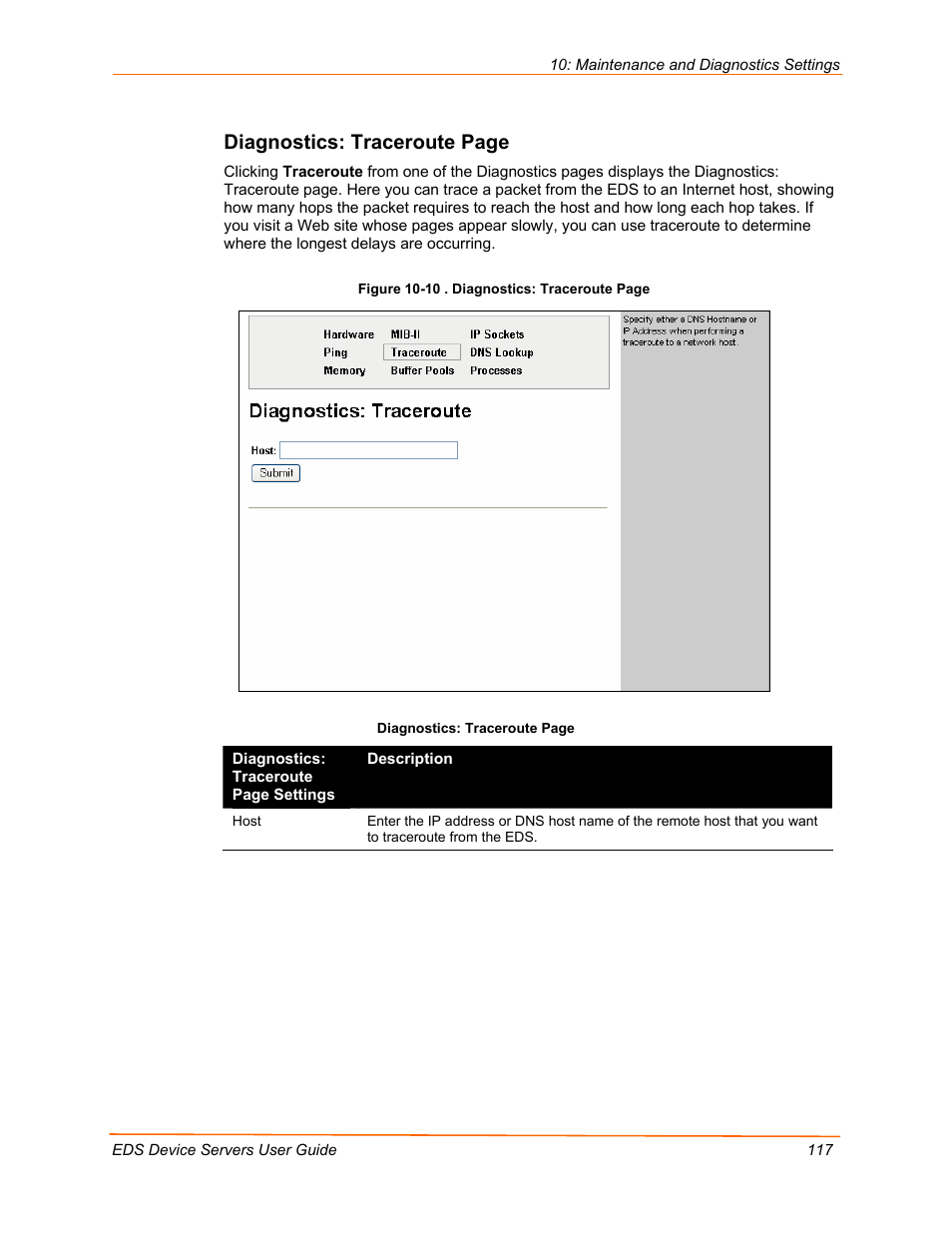 Diagnostics: traceroute page | Lantronix EDS Device Servers EDS16PR User Manual | Page 117 / 175