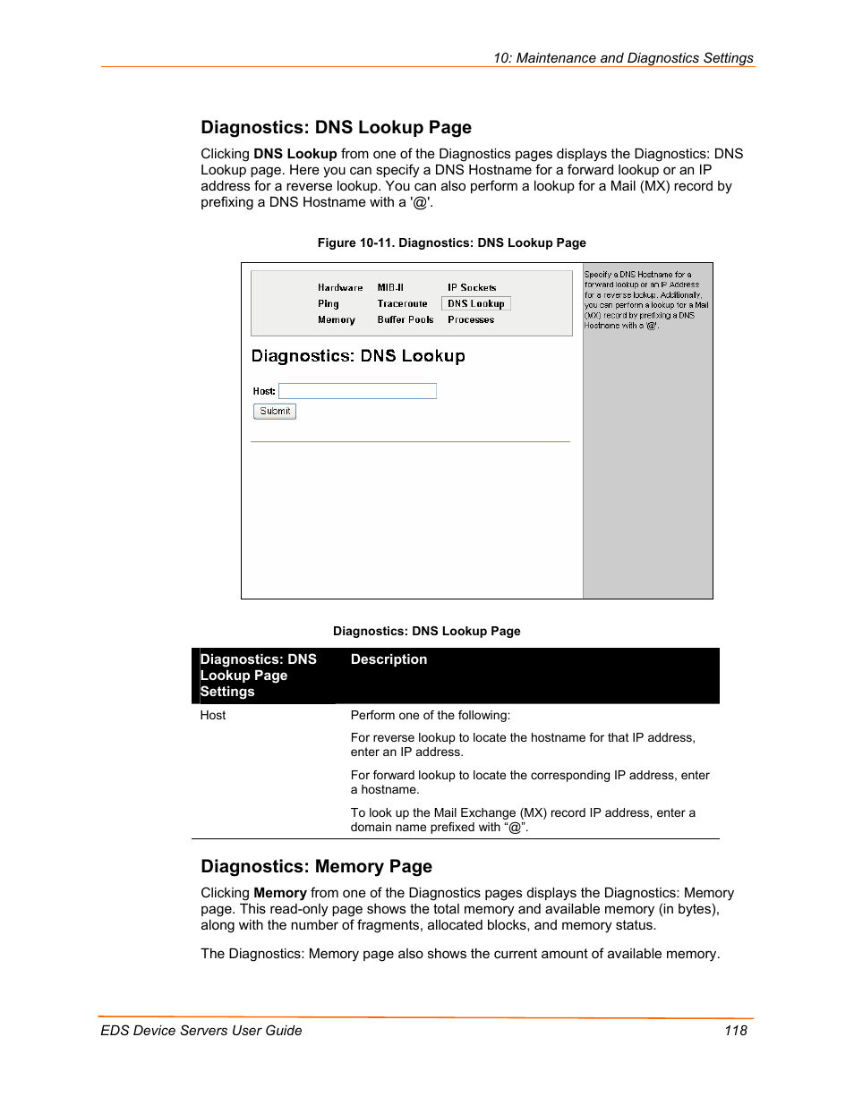 Diagnostics: dns lookup page | Lantronix EDS Device Servers EDS16PR User Manual | Page 118 / 175