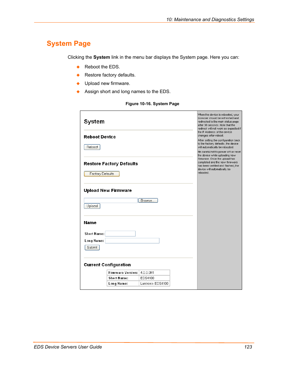 System page | Lantronix EDS Device Servers EDS16PR User Manual | Page 123 / 175