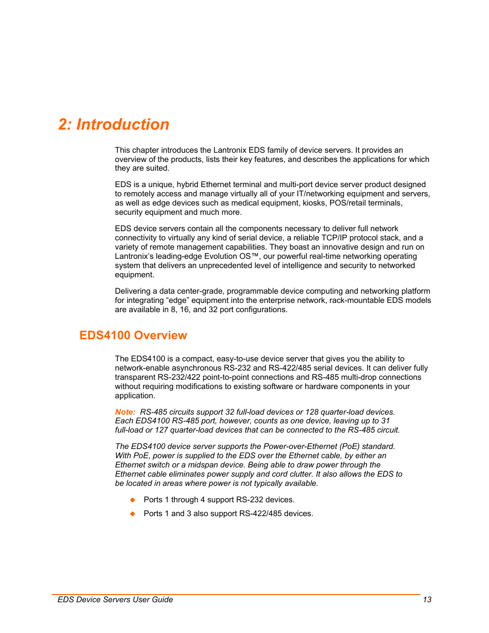 Introduction, Eds4100 overview | Lantronix EDS Device Servers EDS16PR User Manual | Page 13 / 175