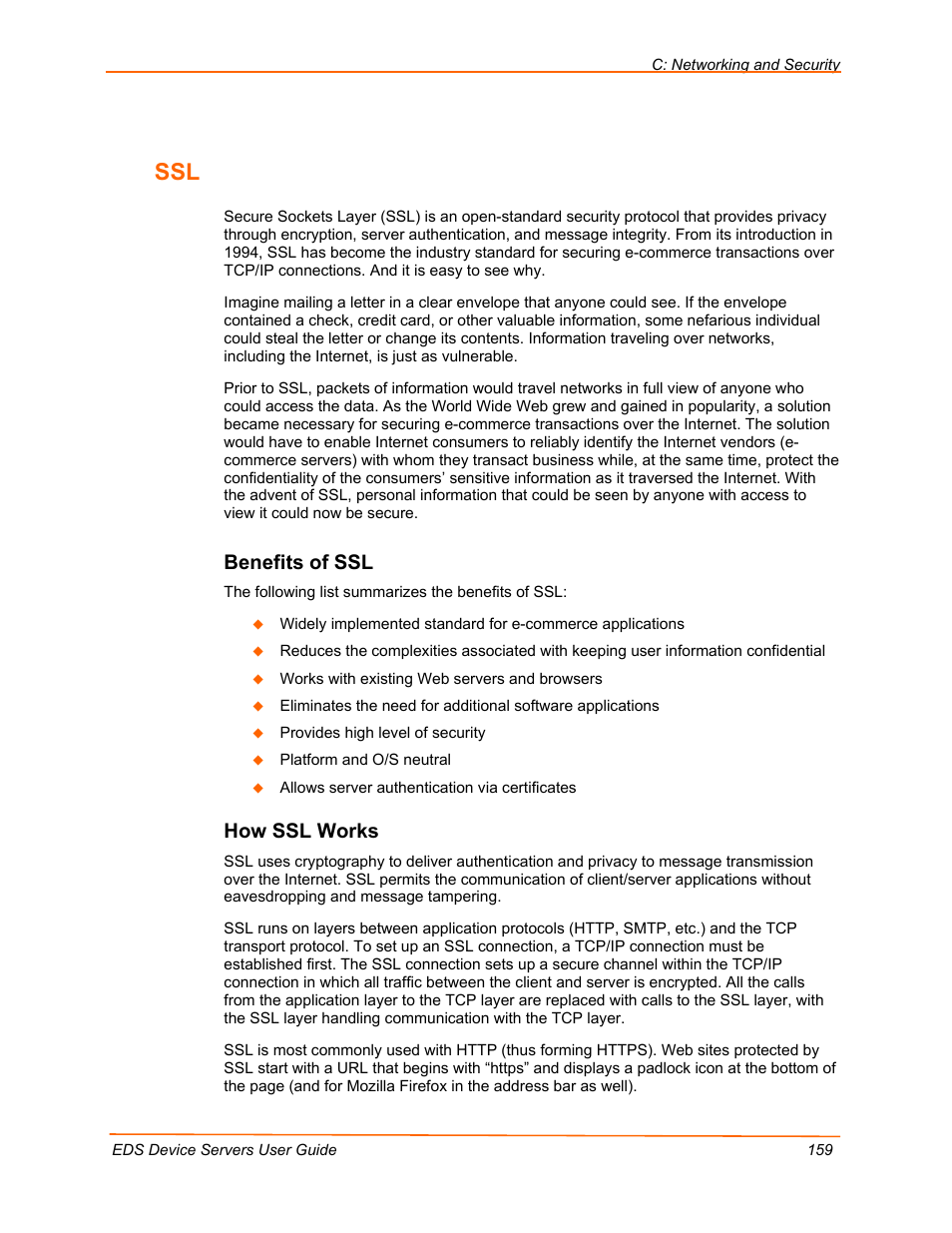 Benefits of ssl, How ssl works, Age 159 | Lantronix EDS Device Servers EDS16PR User Manual | Page 159 / 175