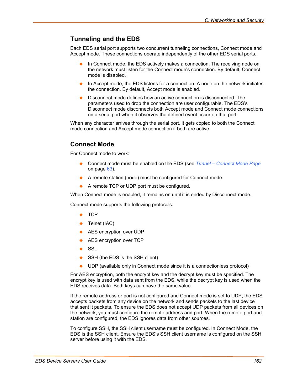 Tunneling and the eds, Connect mode | Lantronix EDS Device Servers EDS16PR User Manual | Page 162 / 175