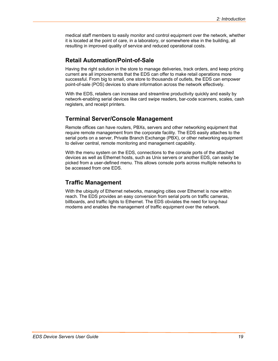 Retail automation/point-of-sale, Terminal server/console management, Traffic management | Lantronix EDS Device Servers EDS16PR User Manual | Page 19 / 175