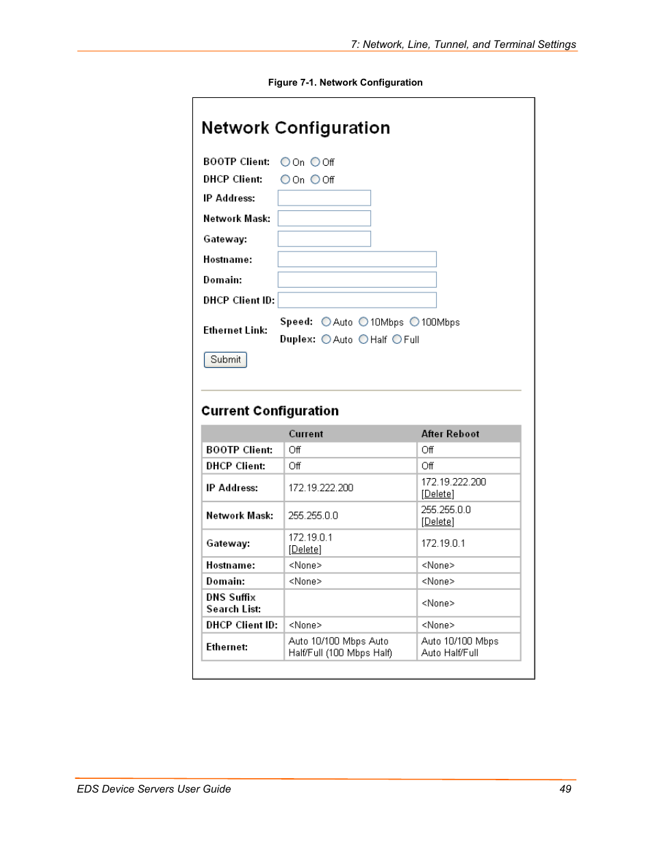 Figure 7-1. network configuration | Lantronix EDS Device Servers EDS16PR User Manual | Page 49 / 175