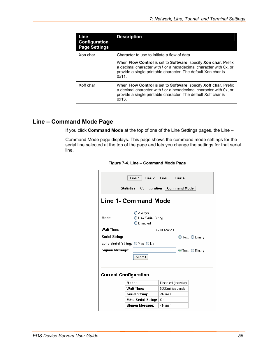 Line – command mode page | Lantronix EDS Device Servers EDS16PR User Manual | Page 55 / 175