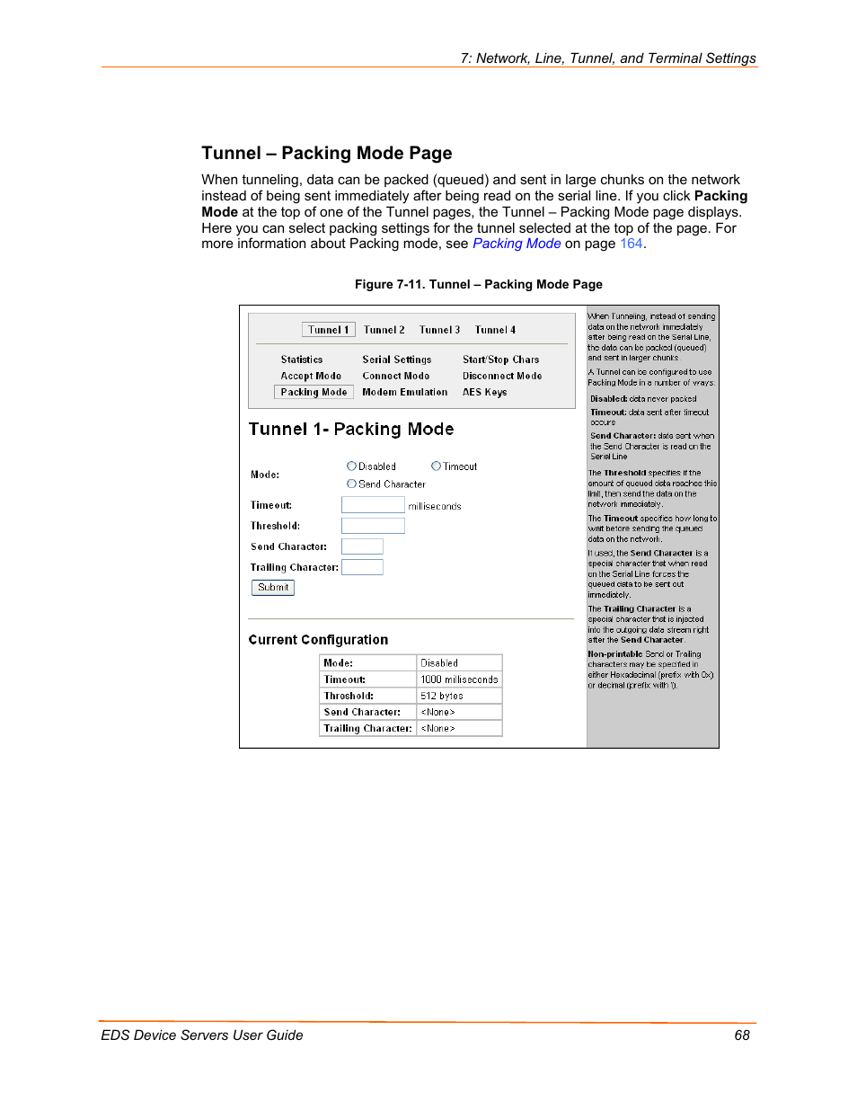 Tunnel – packing mode page | Lantronix EDS Device Servers EDS16PR User Manual | Page 68 / 175