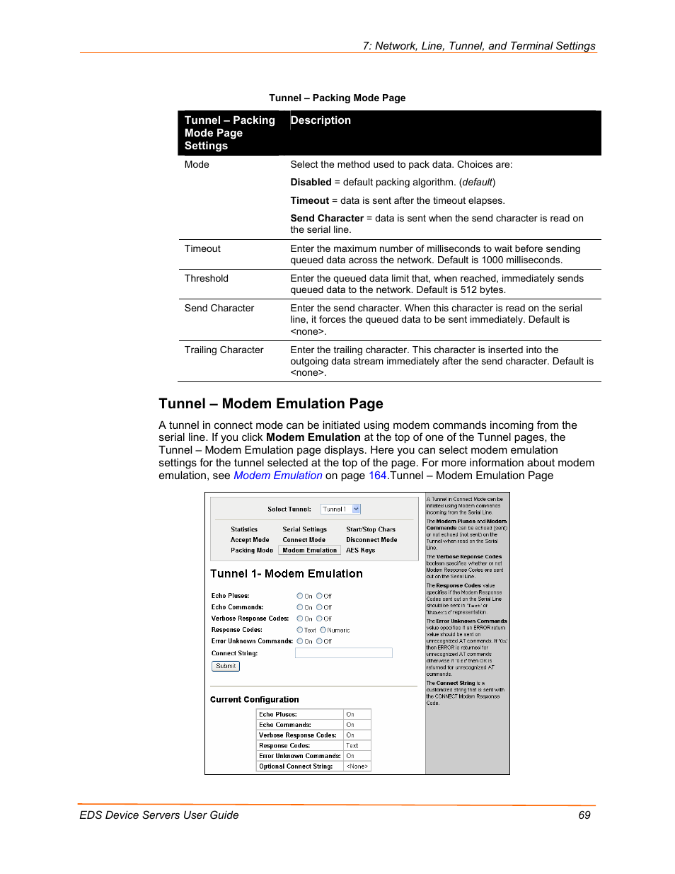 Tunnel – modem emulation page | Lantronix EDS Device Servers EDS16PR User Manual | Page 69 / 175
