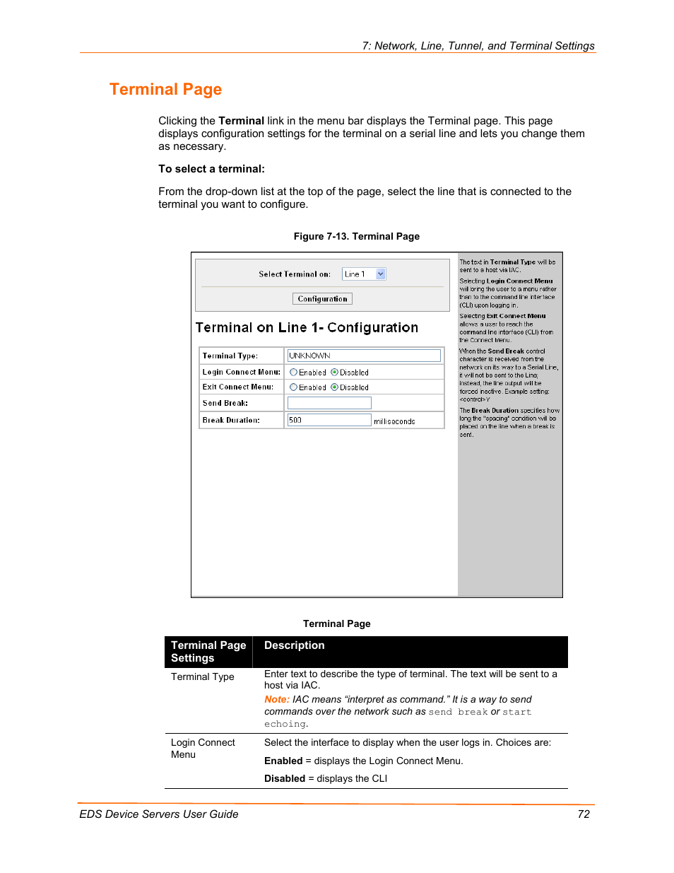 Terminal page | Lantronix EDS Device Servers EDS16PR User Manual | Page 72 / 175