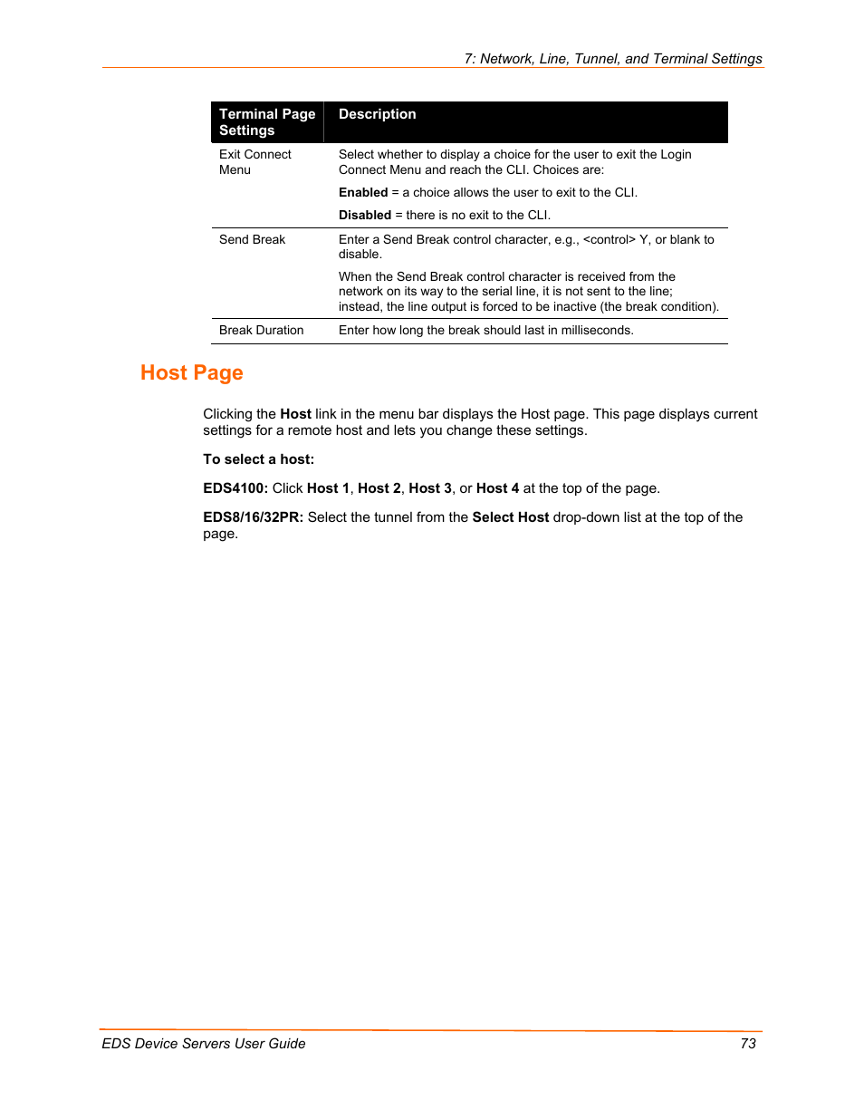 Host page | Lantronix EDS Device Servers EDS16PR User Manual | Page 73 / 175