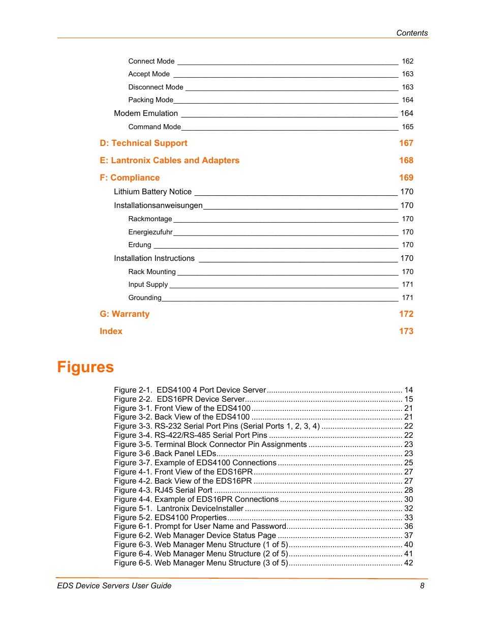 Figures | Lantronix EDS Device Servers EDS16PR User Manual | Page 8 / 175