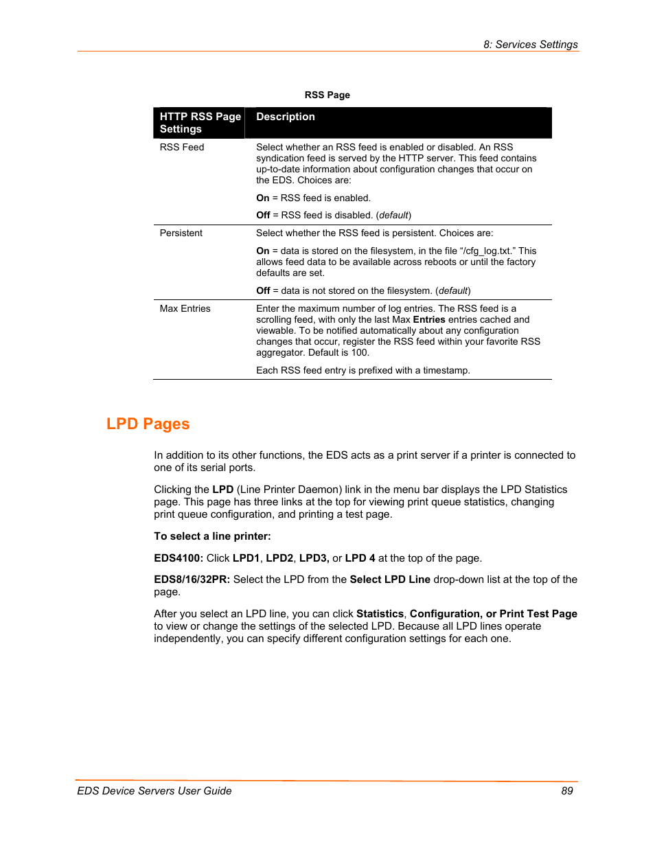 Lpd pages | Lantronix EDS Device Servers EDS16PR User Manual | Page 89 / 175
