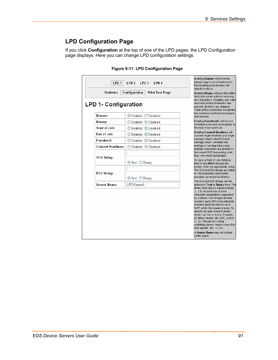 Lpd configuration page | Lantronix EDS Device Servers EDS16PR User Manual | Page 91 / 175