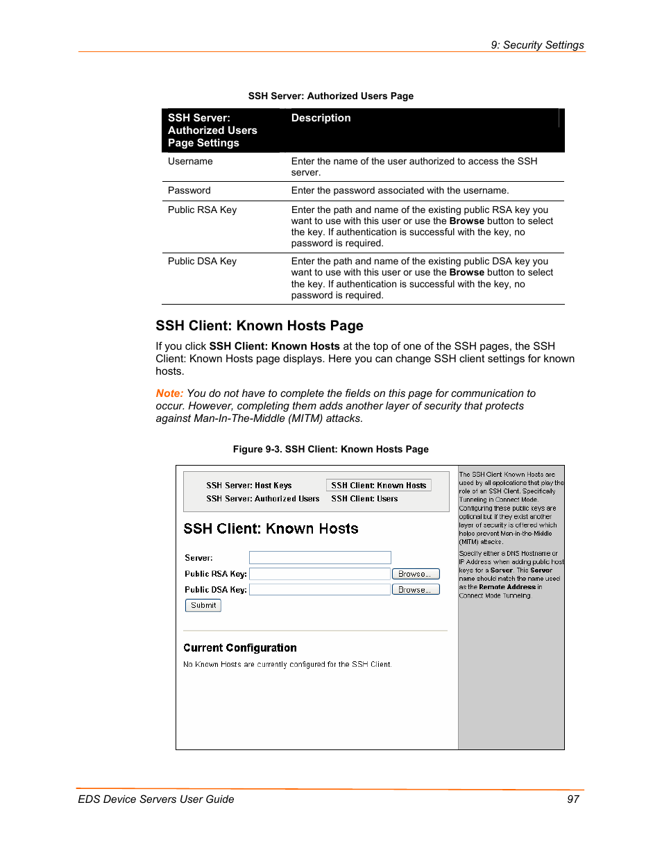 Ssh client: known hosts page | Lantronix EDS Device Servers EDS16PR User Manual | Page 97 / 175