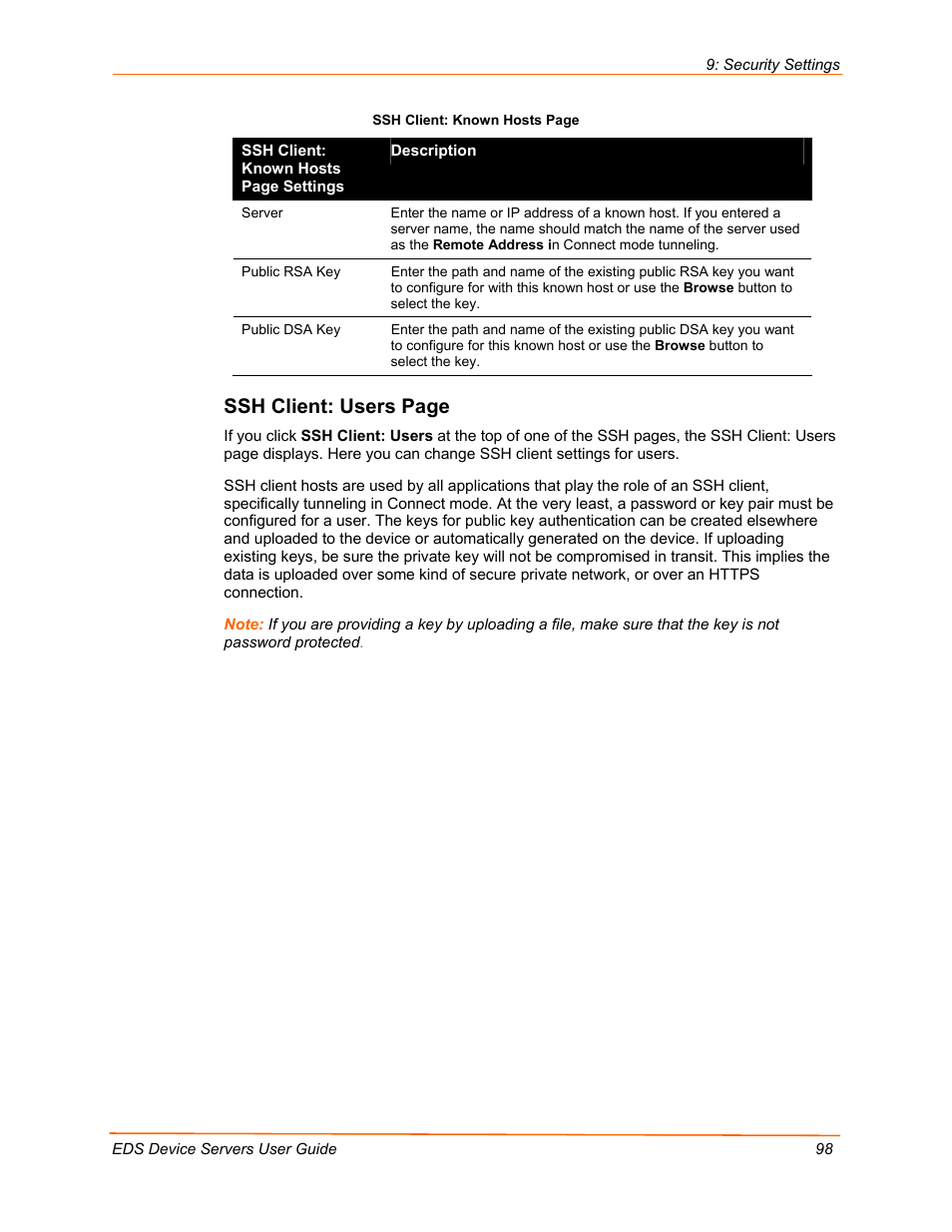 Ssh client: users page | Lantronix EDS Device Servers EDS16PR User Manual | Page 98 / 175