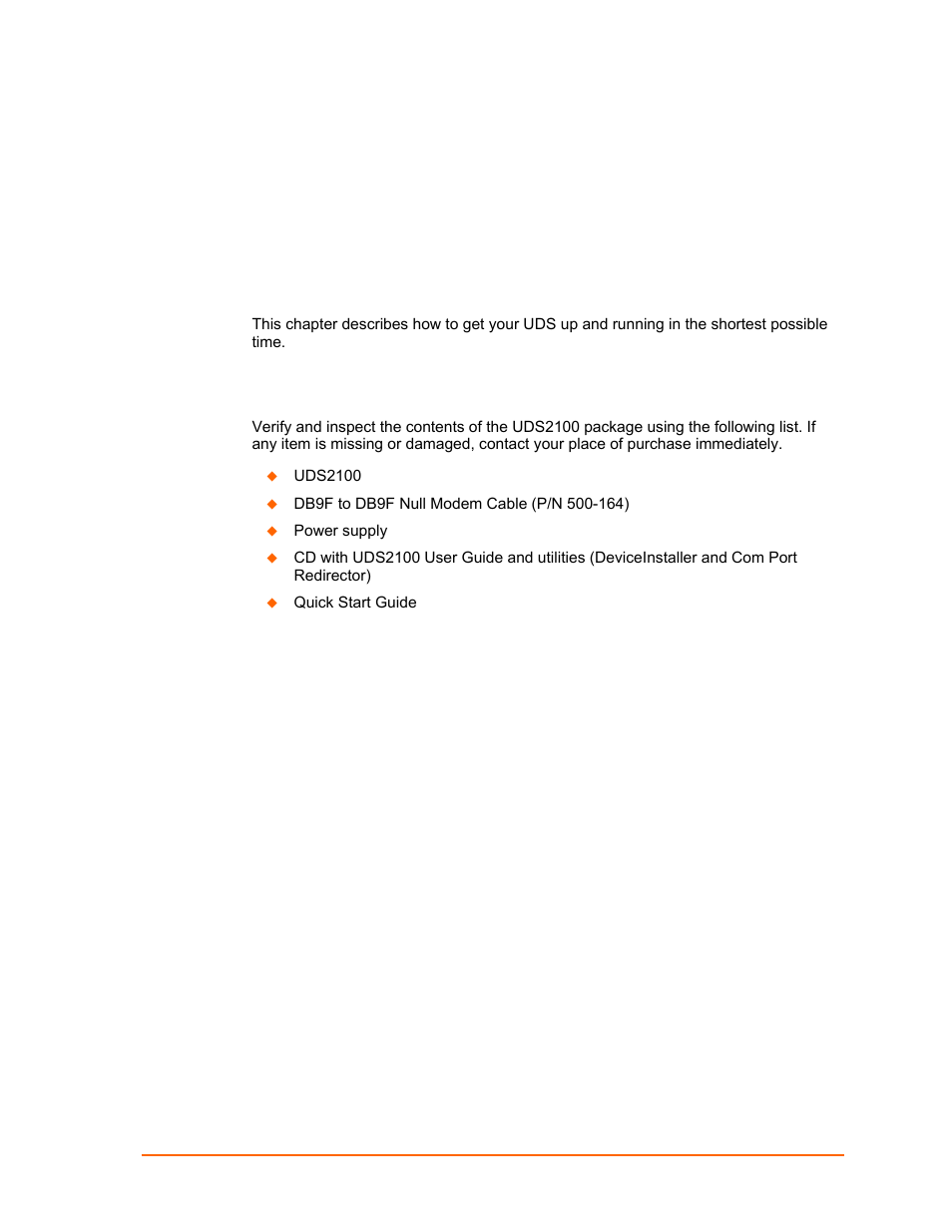 Getting started, Package contents | Lantronix UDS2100 User Manual | Page 13 / 83