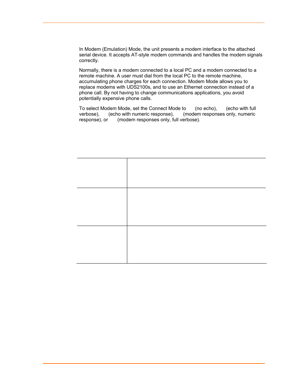 E) modem mode | Lantronix UDS2100 User Manual | Page 48 / 83