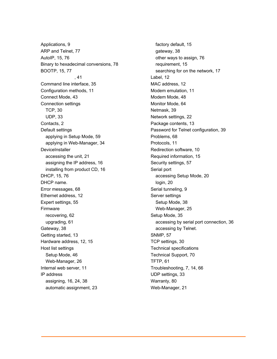 Index | Lantronix UDS2100 User Manual | Page 83 / 83