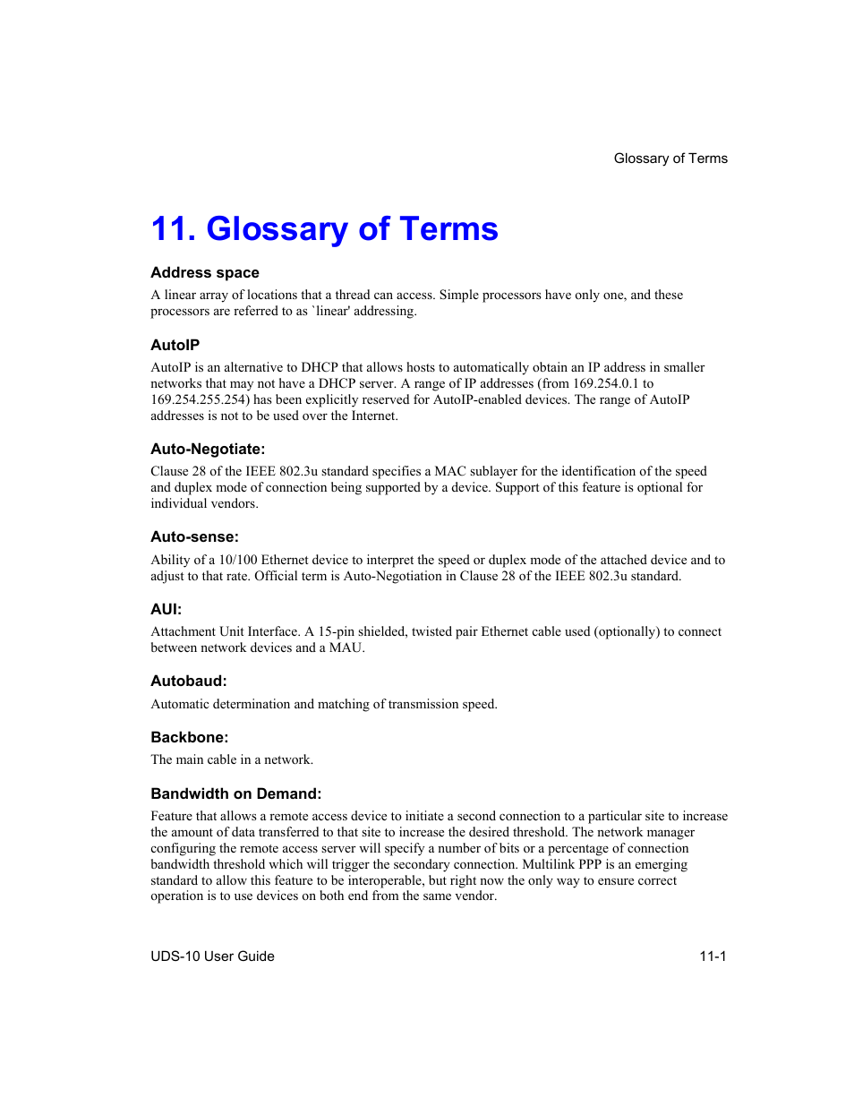 Glossary of terms, Glossary of terms -1 | Lantronix Device Server UDS 10 User Manual | Page 123 / 139