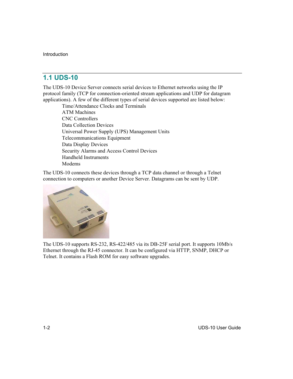 Uds-10, 1 uds-10 -2, 1 uds-10 | Lantronix Device Server UDS 10 User Manual | Page 16 / 139