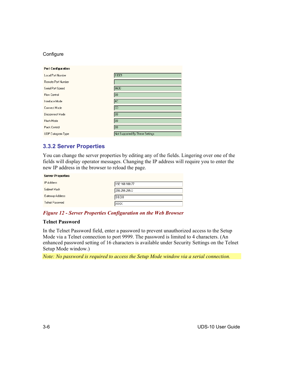 Server properties, 2 server properties -6 | Lantronix Device Server UDS 10 User Manual | Page 46 / 139