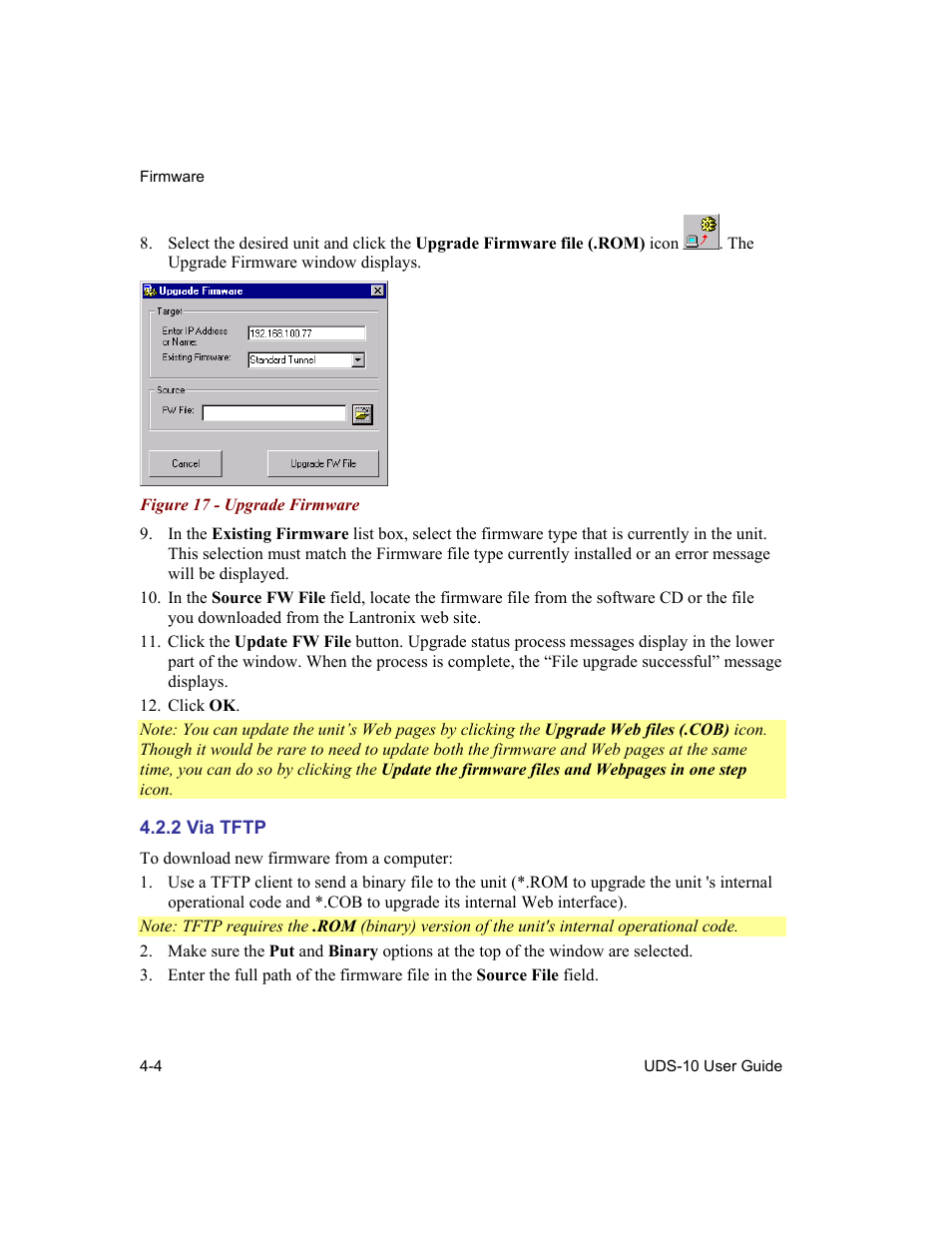 Via tftp, 2 via tftp -4, Figure 17 - upgrade firmware -4 | Lantronix Device Server UDS 10 User Manual | Page 72 / 139