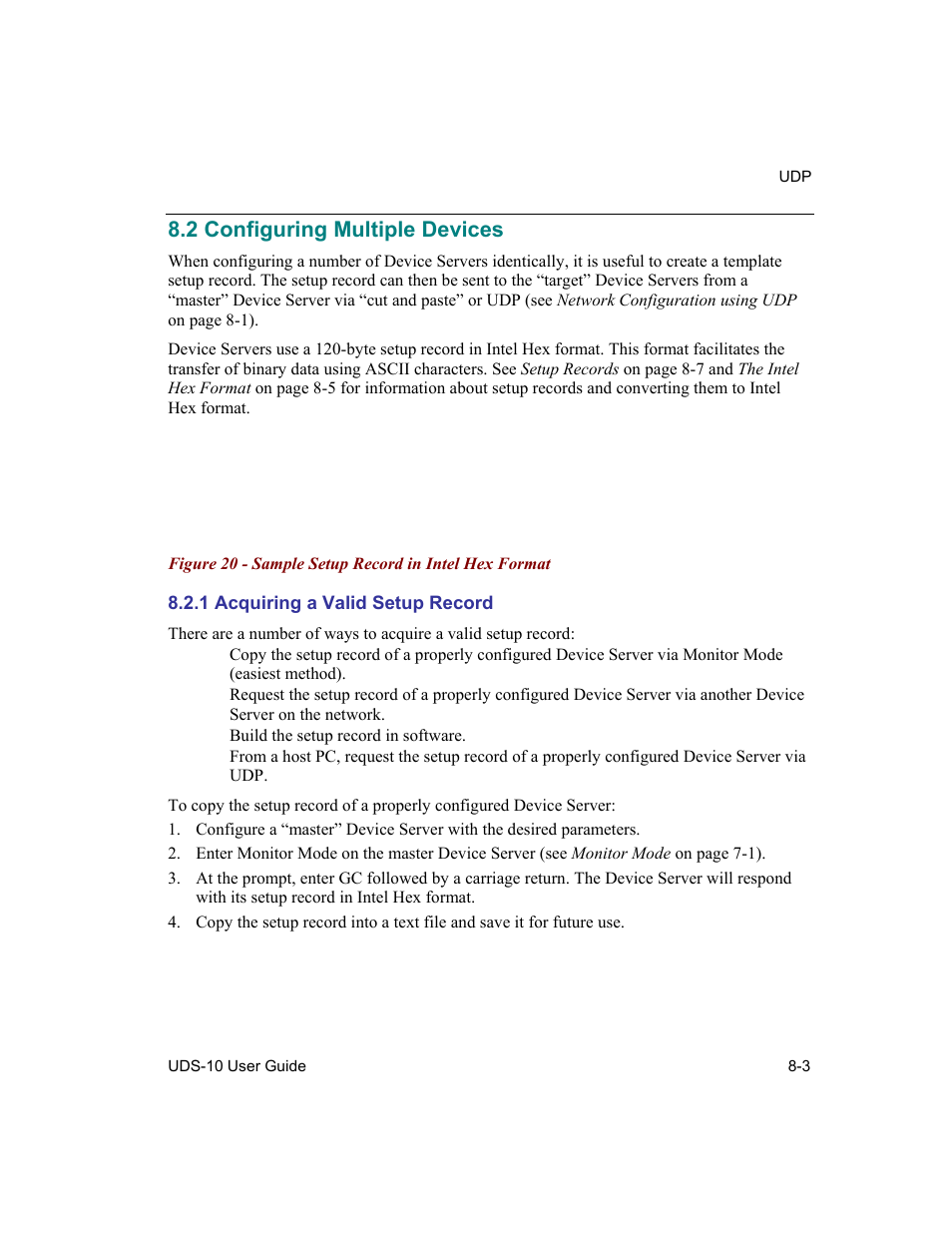 Configuring multiple devices, Acquiring a valid setup record, 2 configuring multiple devices -3 | 1 acquiring a valid setup record -3, 2 configuring multiple devices | Lantronix Device Server UDS 10 User Manual | Page 89 / 139