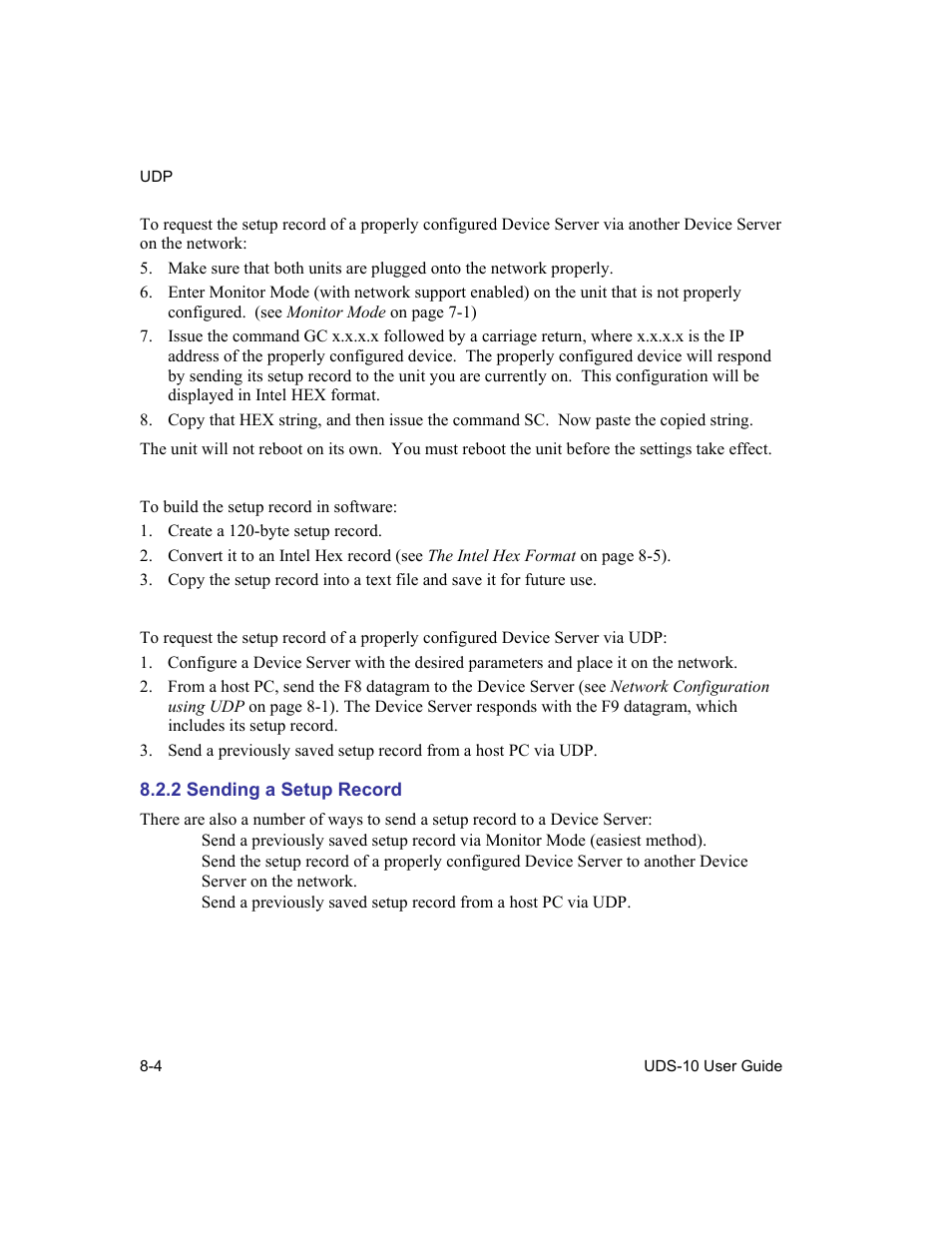 Sending a setup record, 2 sending a setup record -4 | Lantronix Device Server UDS 10 User Manual | Page 90 / 139