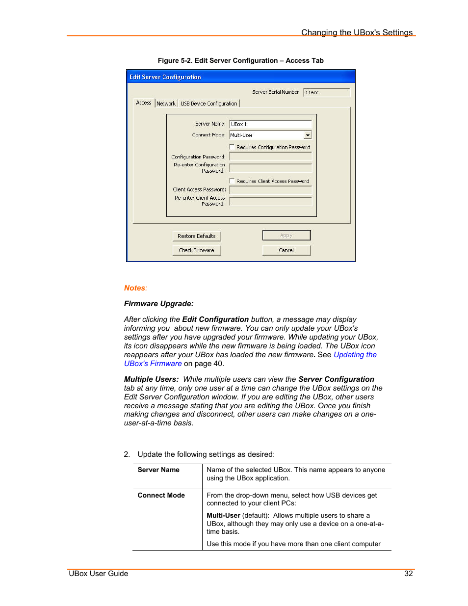 Figure 5-2. edit server configuration – access tab | Lantronix UBox UBX4100 User Manual | Page 32 / 74