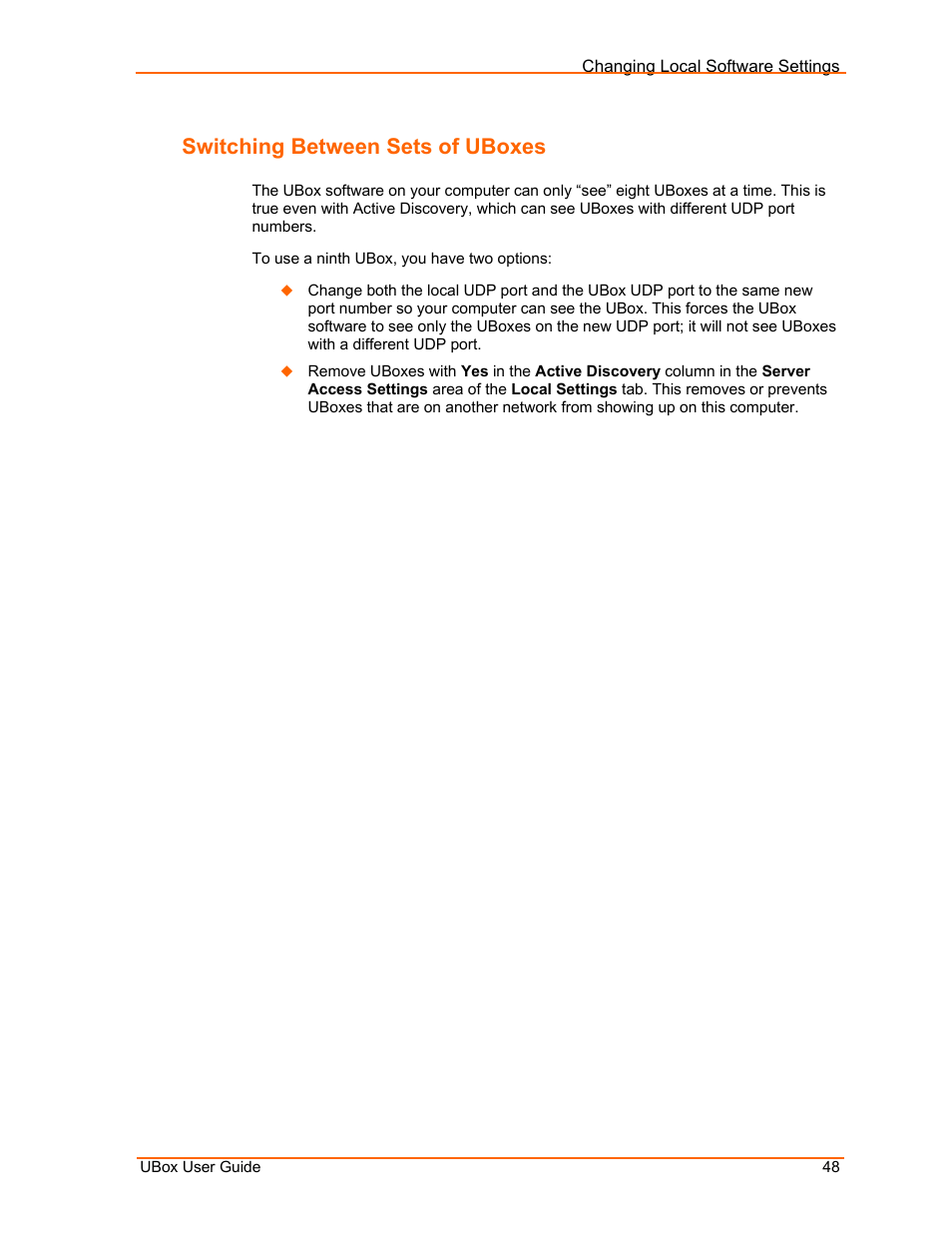 Switching between sets of uboxes | Lantronix UBox UBX4100 User Manual | Page 48 / 74