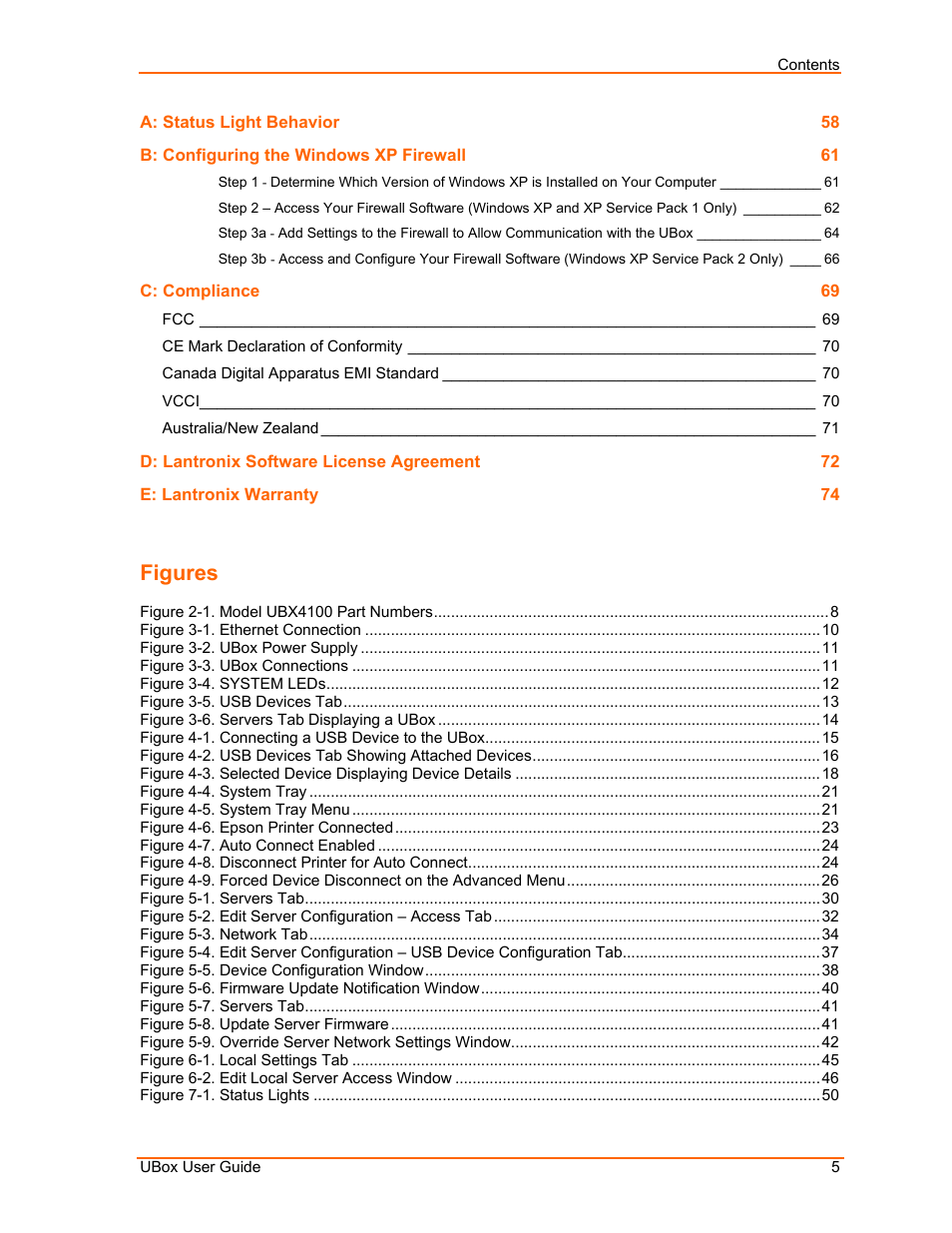 Figures | Lantronix UBox UBX4100 User Manual | Page 5 / 74