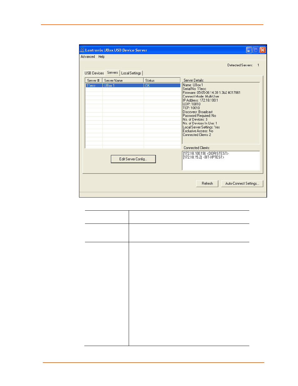 Figure 5-1. servers tab | Lantronix UBOX 2100 User Manual | Page 30 / 79