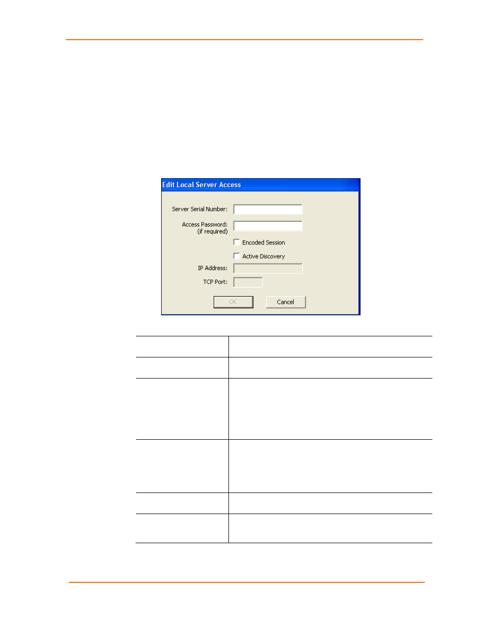 Updating server access settings, Figure 6-2. edit local server access window, Updating server | Access settings | Lantronix UBOX 2100 User Manual | Page 46 / 79