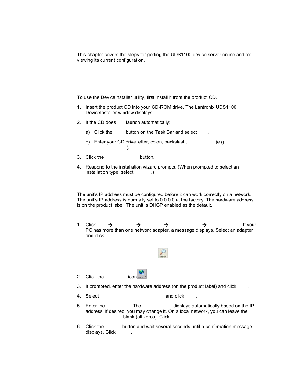 Assigning the ip address: deviceinstaller, Installing deviceinstaller, Assigning an ip address | Lantronix UDS1100 User Manual | Page 17 / 84