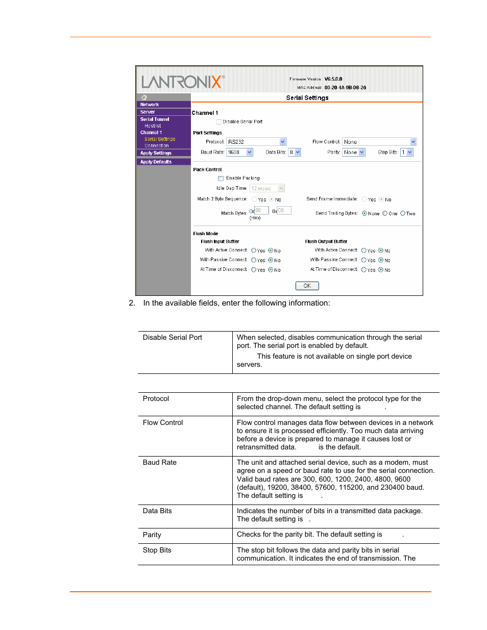 Figure 4-6. channel serial settings | Lantronix UDS1100 User Manual | Page 29 / 84