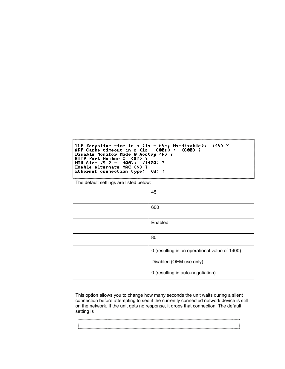 Setup mode: advanced settings, Expert settings (option 5), Tcp keepalive time in seconds | Figure 8-1. expert settings, Setup mode: advanced, Settings | Lantronix UDS1100 User Manual | Page 55 / 84