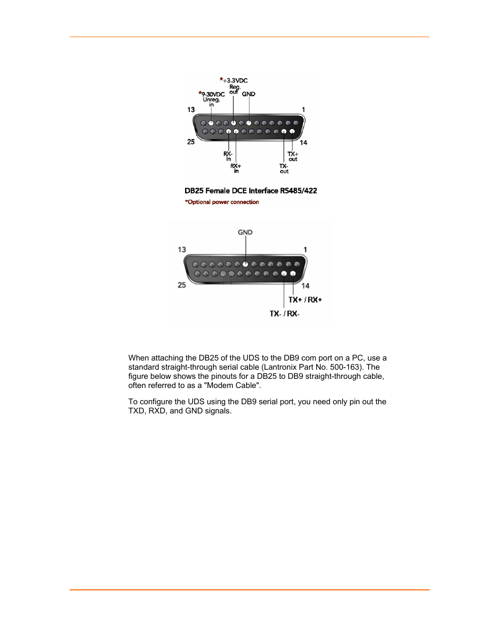 Modem cable | Lantronix UDS1100 User Manual | Page 71 / 84