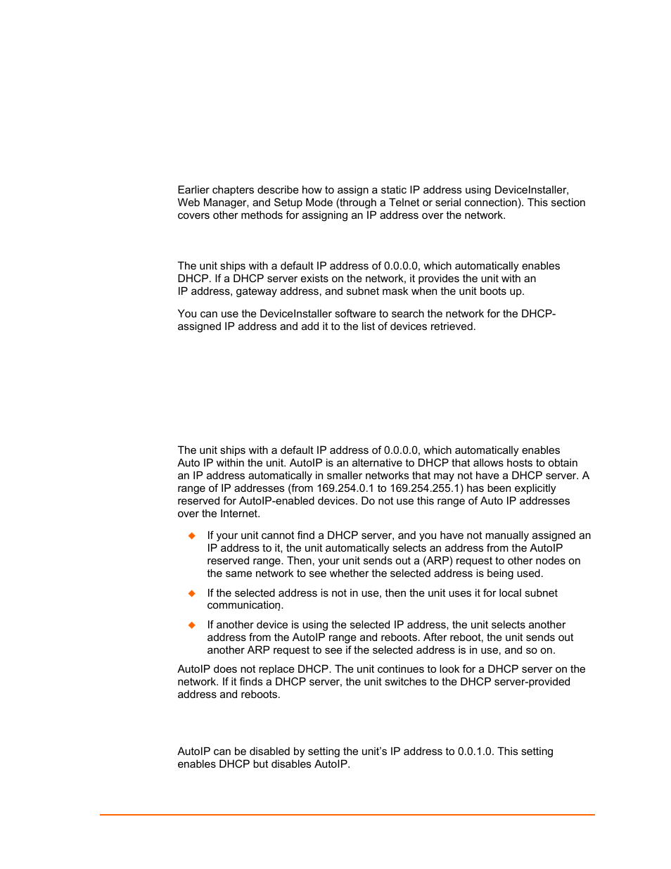 Alternative ways to assign an ip address, A: alternative ways to assign an ip address, Dhcp | Autoip, A: alternative ways to assign an ip, Address | Lantronix UDS1100 User Manual | Page 76 / 84