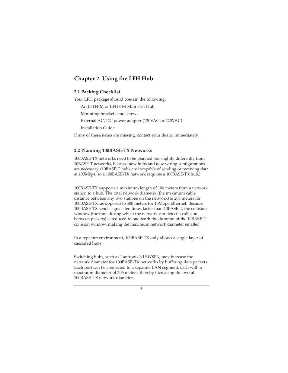 Chapter 2 using the lfh hub | Lantronix MINI FAST LFH4-M User Manual | Page 6 / 18