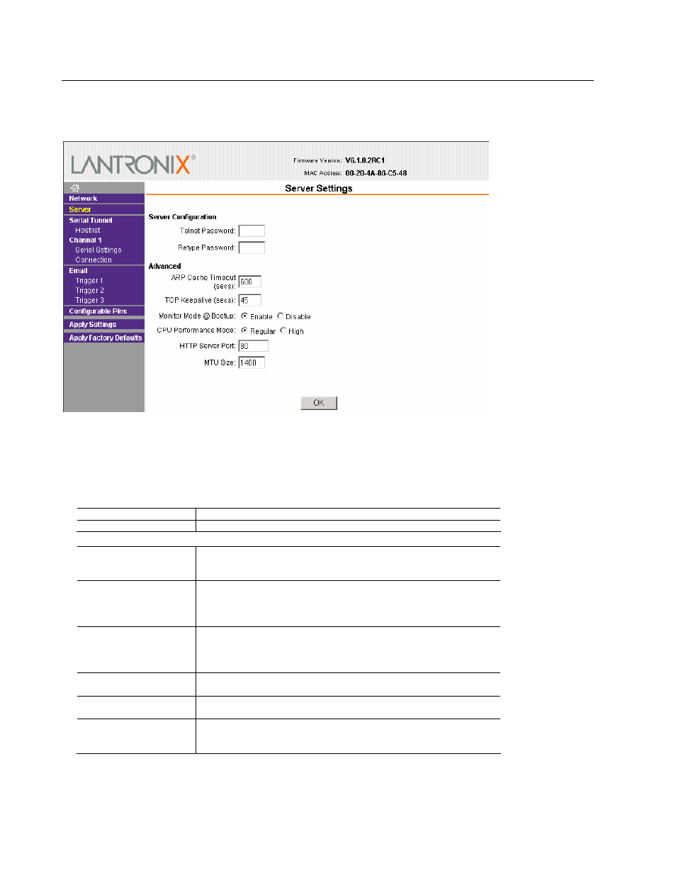 Server configuration, 5 server configuration -10, 5 server configuration | Lantronix Device Server MSS 485 User Manual | Page 32 / 74