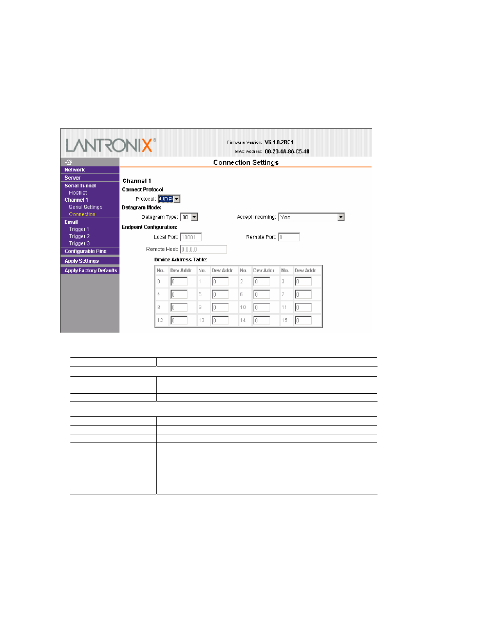 Connection settings - udp, 2 connection settings - udp -17 | Lantronix Device Server MSS 485 User Manual | Page 39 / 74