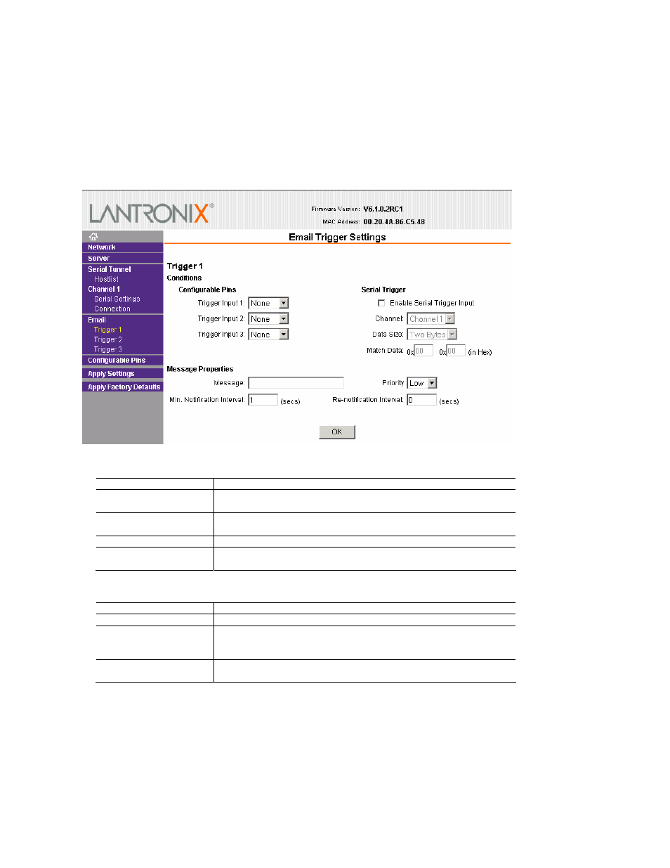 Trigger configuration, 1 trigger configuration -19 | Lantronix Device Server MSS 485 User Manual | Page 41 / 74