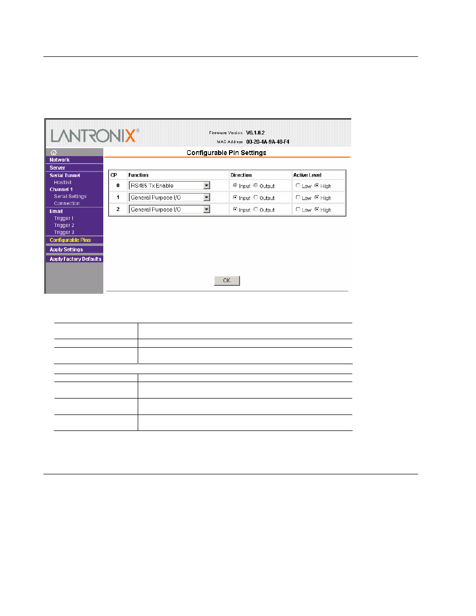 Configurable pin settings, Apply settings, 9 configurable pin settings -20 | 10 apply settings -20, 9 configurable pin settings, 10 apply settings | Lantronix Device Server MSS 485 User Manual | Page 42 / 74