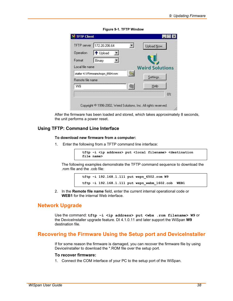 Network upgrade | Lantronix WiSpan User Manual | Page 38 / 48