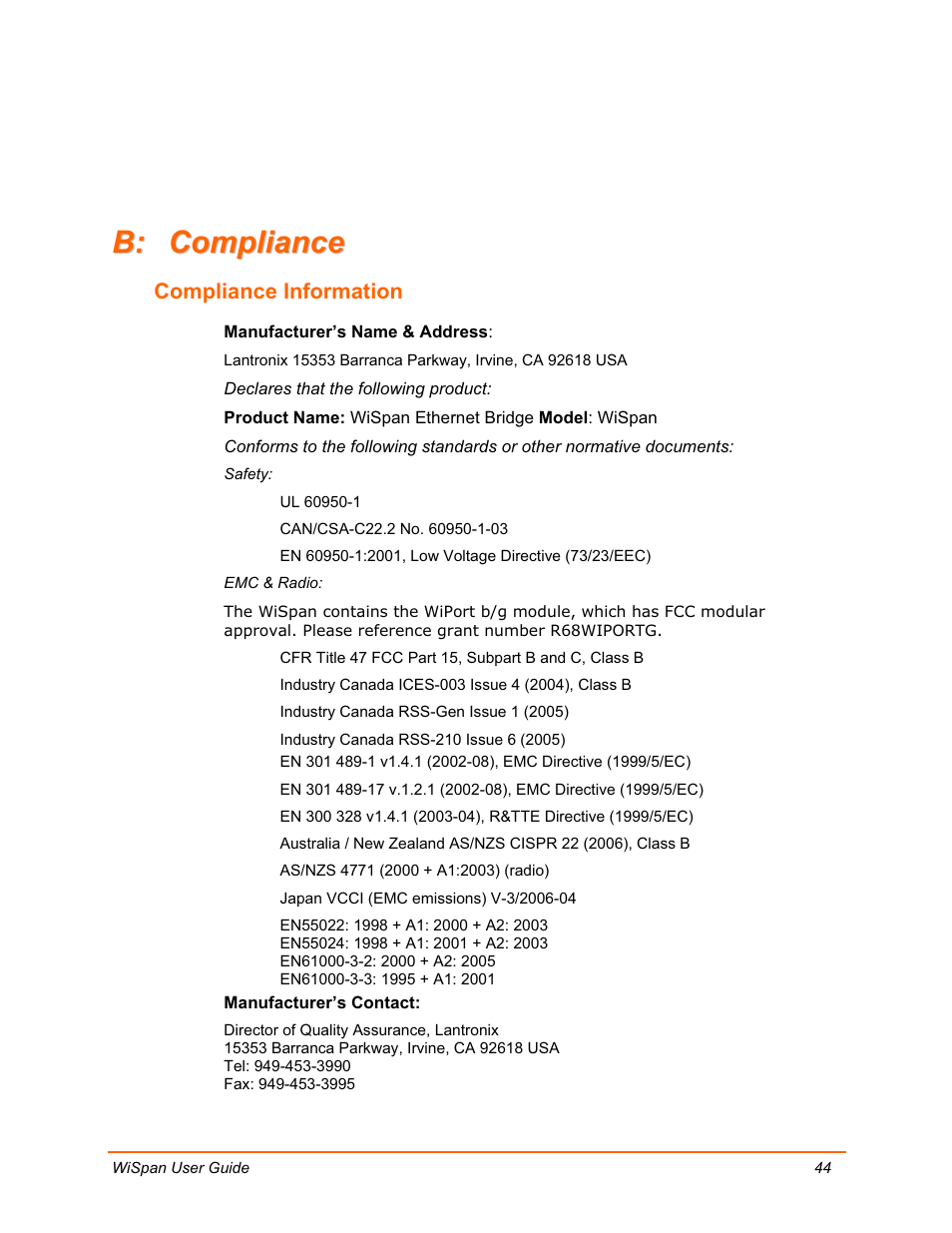 Lantronix WiSpan User Manual | Page 44 / 48