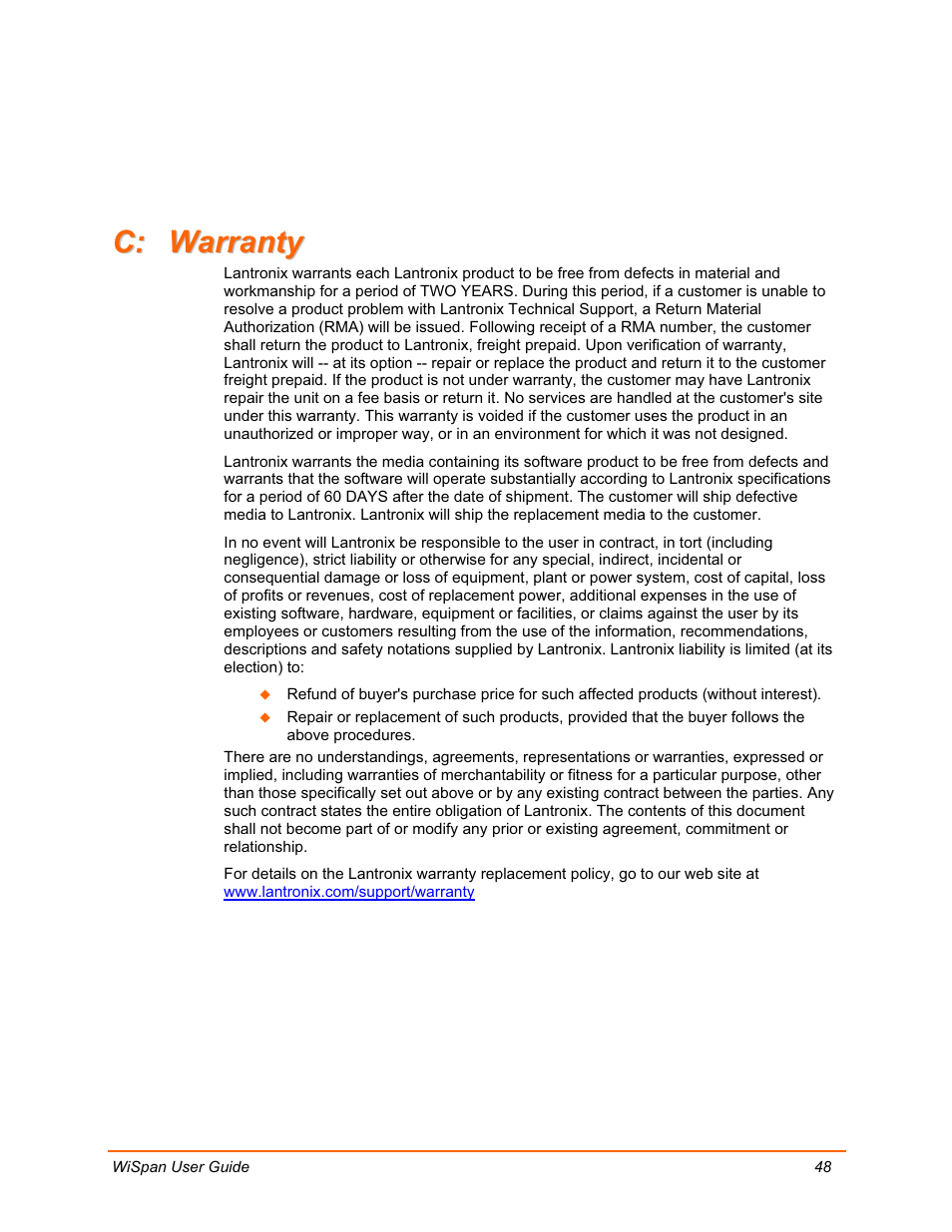 Lantronix WiSpan User Manual | Page 48 / 48