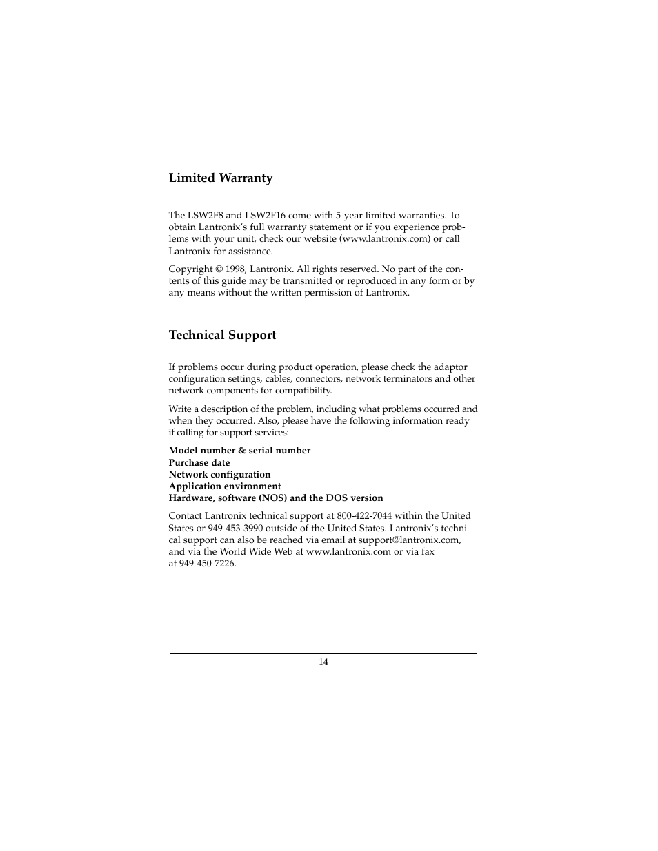 Lantronix LSW2F8 User Manual | Page 15 / 18