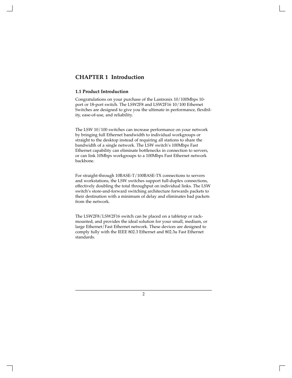 Chapter 1 introduction | Lantronix LSW2F8 User Manual | Page 3 / 18